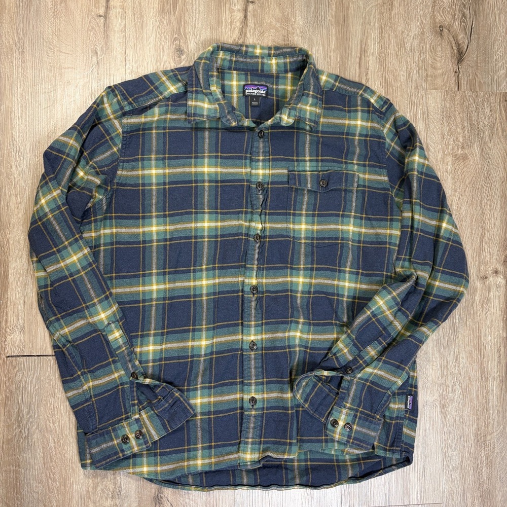 Patagonia Fjord Flannel Plaid Striped Long Sleeve Lightweight Men's Size L